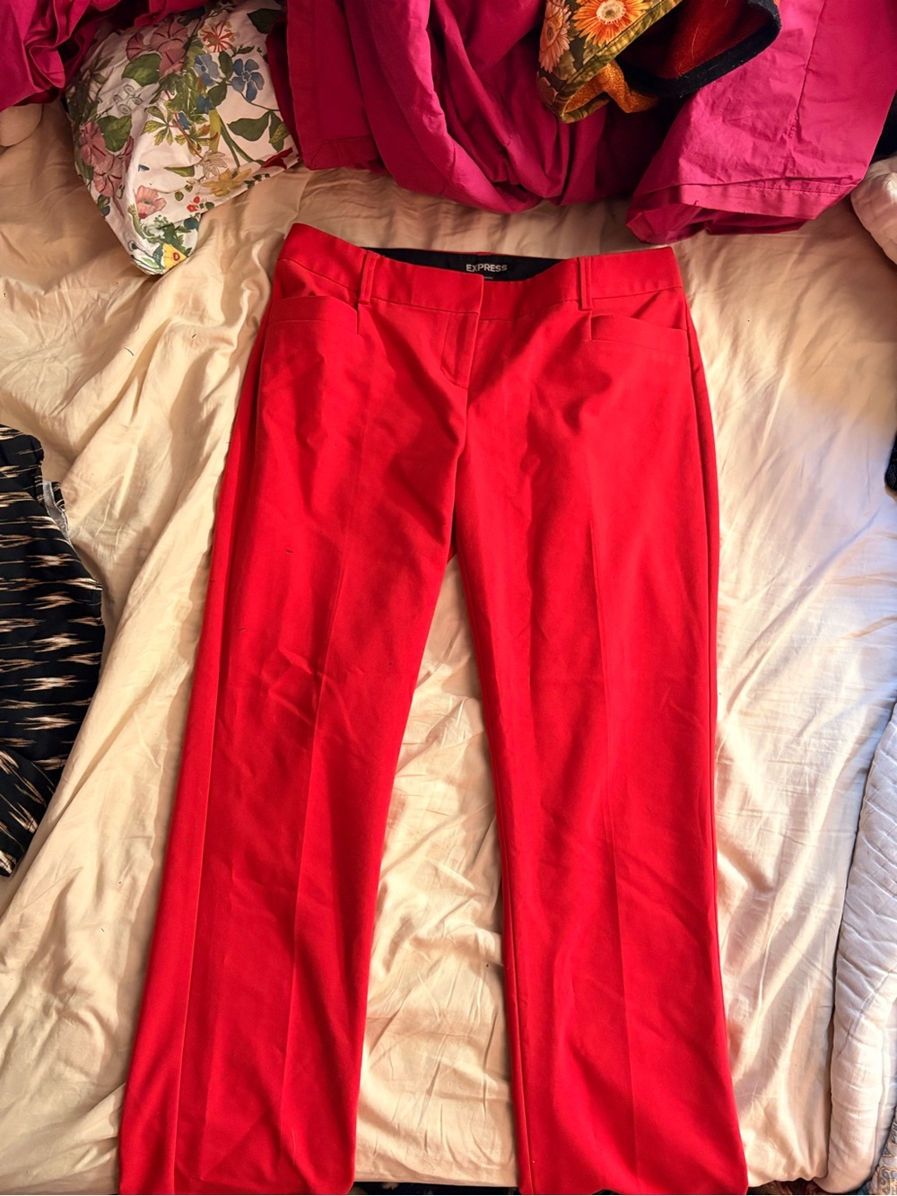 Express Red Straight-Leg Dress Pants